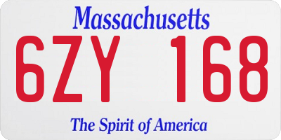 MA license plate 6ZY168