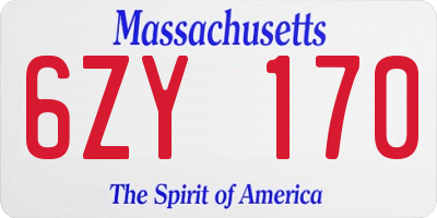 MA license plate 6ZY170