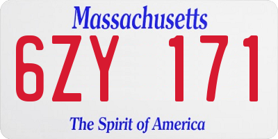 MA license plate 6ZY171