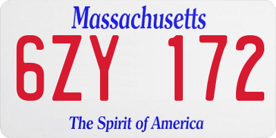 MA license plate 6ZY172