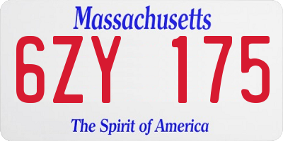 MA license plate 6ZY175