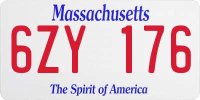 MA license plate 6ZY176
