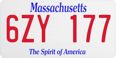 MA license plate 6ZY177