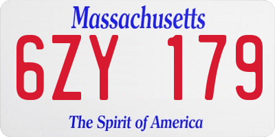 MA license plate 6ZY179