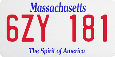 MA license plate 6ZY181
