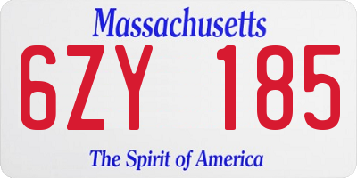 MA license plate 6ZY185