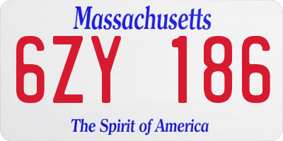 MA license plate 6ZY186