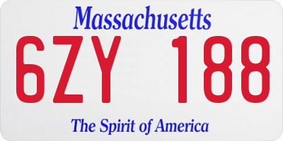 MA license plate 6ZY188