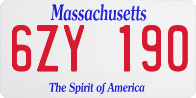 MA license plate 6ZY190