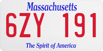 MA license plate 6ZY191