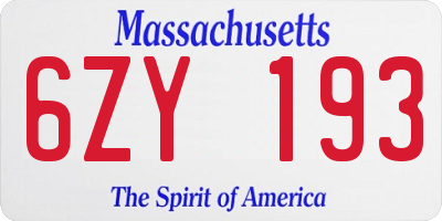 MA license plate 6ZY193