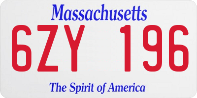 MA license plate 6ZY196