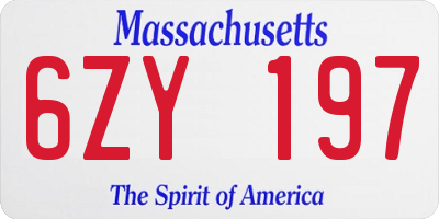MA license plate 6ZY197