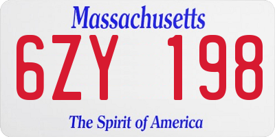MA license plate 6ZY198