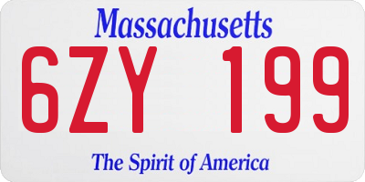 MA license plate 6ZY199