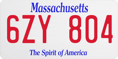 MA license plate 6ZY804