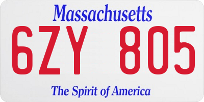 MA license plate 6ZY805