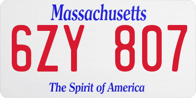 MA license plate 6ZY807