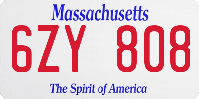 MA license plate 6ZY808