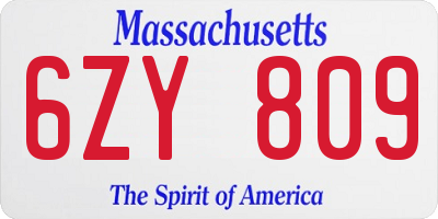 MA license plate 6ZY809