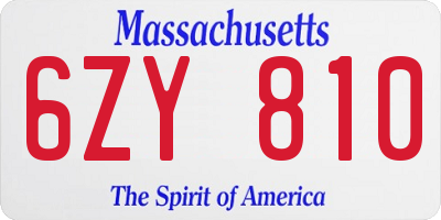 MA license plate 6ZY810