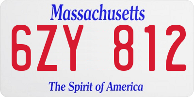 MA license plate 6ZY812