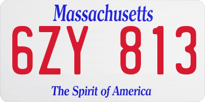 MA license plate 6ZY813