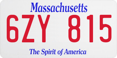 MA license plate 6ZY815