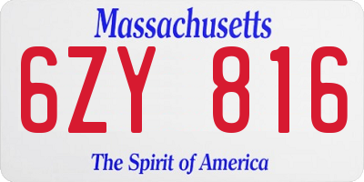 MA license plate 6ZY816