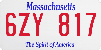 MA license plate 6ZY817