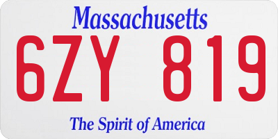 MA license plate 6ZY819