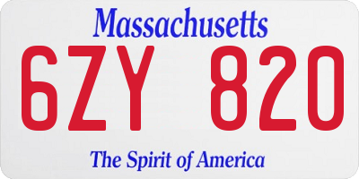 MA license plate 6ZY820
