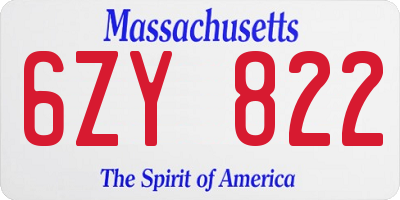 MA license plate 6ZY822