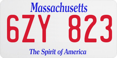 MA license plate 6ZY823