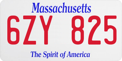 MA license plate 6ZY825