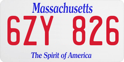 MA license plate 6ZY826