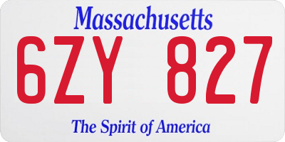 MA license plate 6ZY827