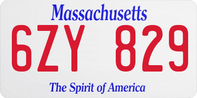 MA license plate 6ZY829