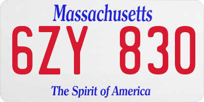 MA license plate 6ZY830