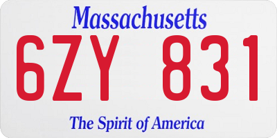 MA license plate 6ZY831