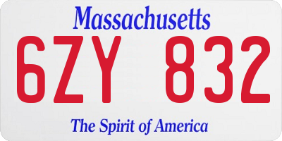 MA license plate 6ZY832