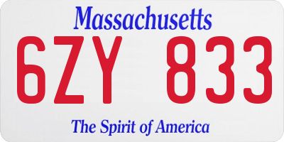 MA license plate 6ZY833