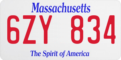 MA license plate 6ZY834