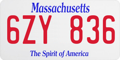 MA license plate 6ZY836