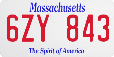 MA license plate 6ZY843