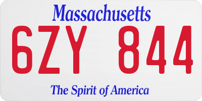 MA license plate 6ZY844