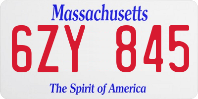 MA license plate 6ZY845