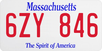 MA license plate 6ZY846