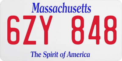 MA license plate 6ZY848