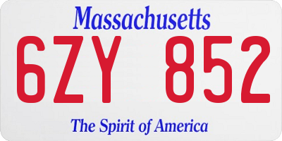 MA license plate 6ZY852